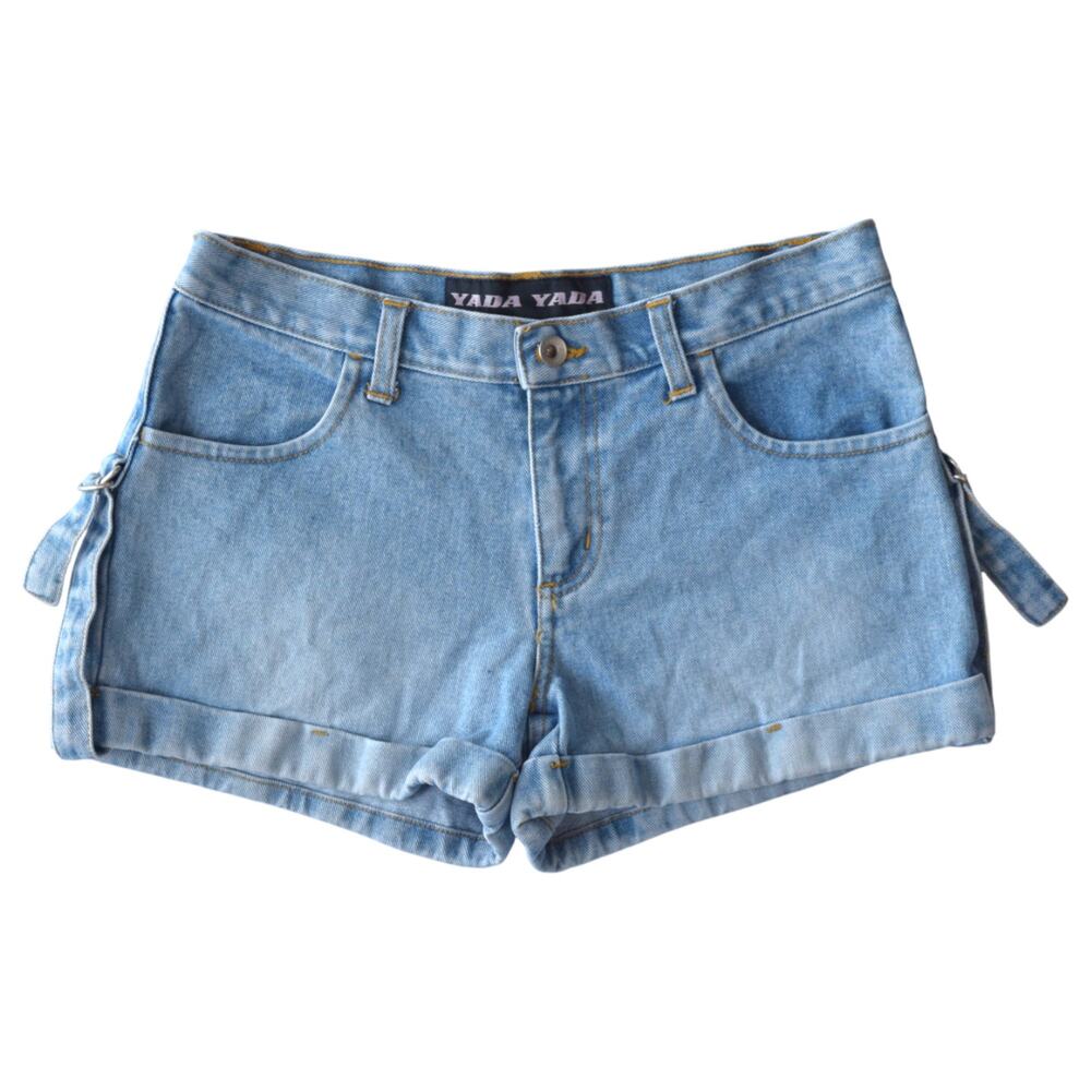 Vintage Y2K Blue Denim Cuffed Shorts Small Medium